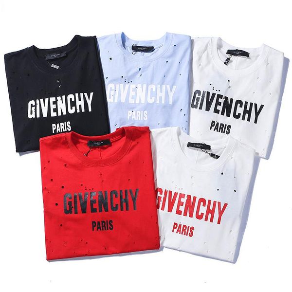 

Brand pari mall hole men t hirt hort cotton top tee polo hirt hirt men teel hip 3g de igner men women t hirt 2061