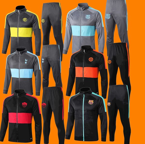 

2020 pain barcelona occer jacket track uit blue 19 20 pre match winter barcelona training football jacket pant kit, Black;red