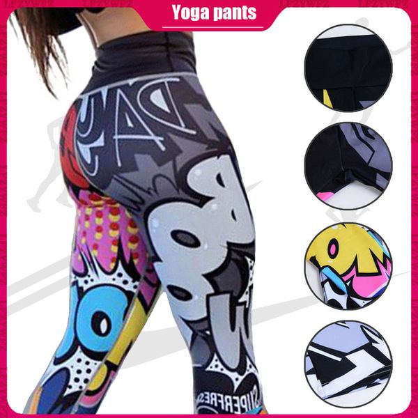 

women printed yoga leggings fitness slim workout leggings trousers for women fashion high waist sport fitness, White;red