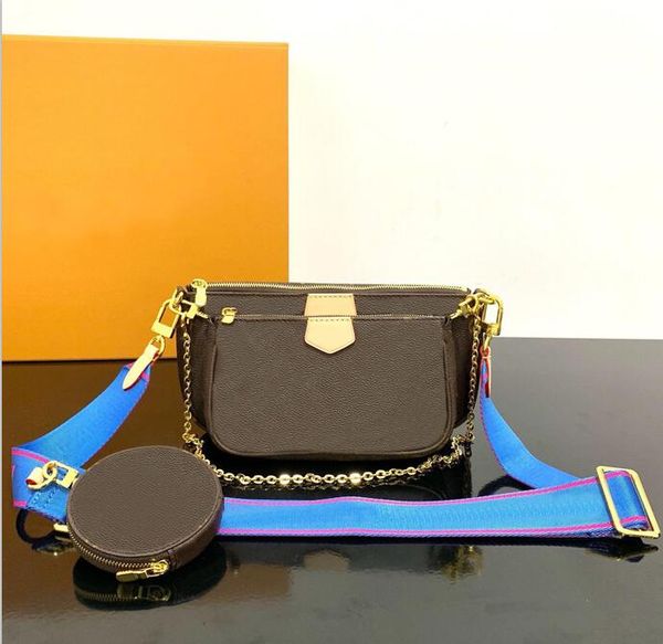 

wholesale new genuine leather women multi color straps crossbody bag 44840 3pieces set favorite shoulder bags round bag messenger ship