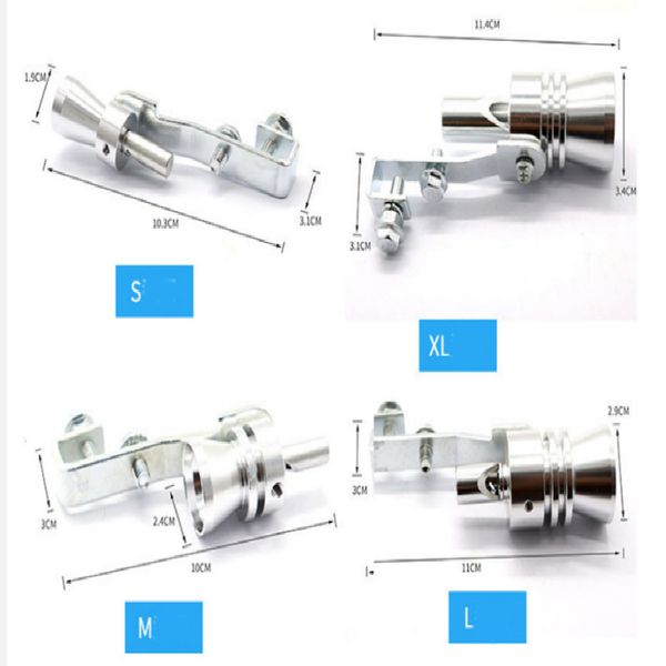 

car tail throat whistle sound exhaust fake turbo whistle pipe sound muffler blow off car styling tunning silve s/m/l/xl