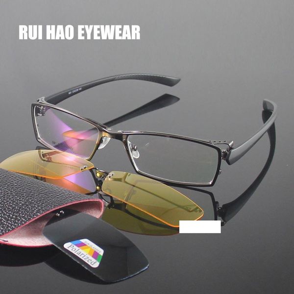 

rui hao eyewear optical eyeglasses frame men women full rimless design polarized sunglasses clip on night vision glasses clip, Silver
