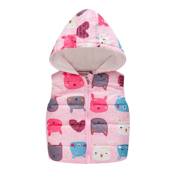 

toddler kids baby jackets girls boys warm sleeveless print hooded warm waistcoat clothing children outerwear #829, Blue