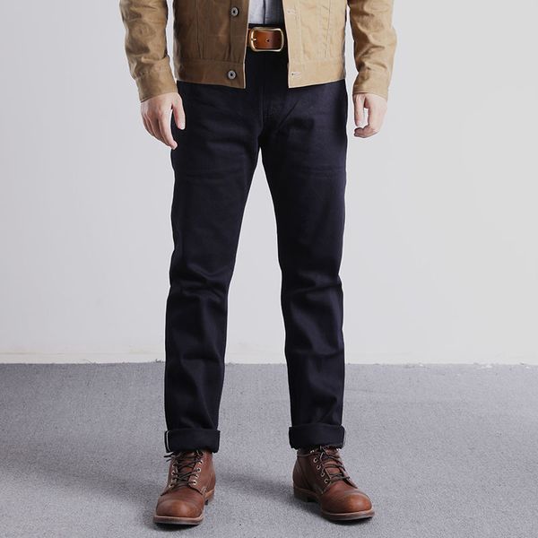 

rgt-0006 vintage 14 oz raw indigo selvage stylish trousers mens casual chino raw denim jean pants, Blue