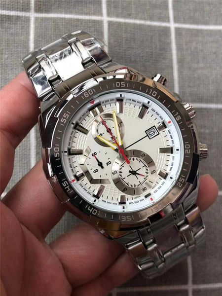 

2019 3a кварцевые часы полнофункциональной работы из нержавеющей стали арт-мужчин большой дизайнер циферблат моды joker высокого класса мужч, Slivery;brown