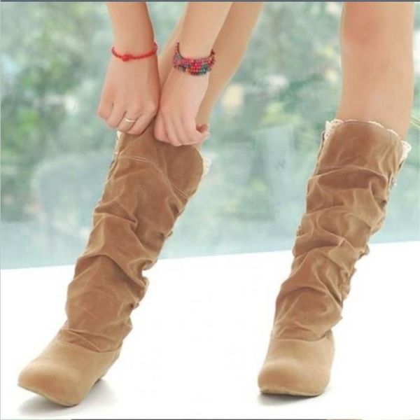 

new fashion women boots spring winter black and brown boots fashion shoes flats quality suede long women shoes 2019