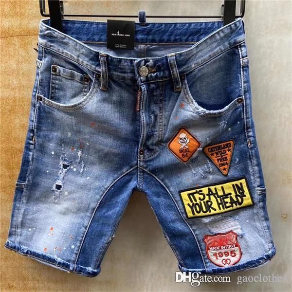 

luxury fashion joggers pants ripped skinny men women zipper overalls beam foot trousers jogging pants mens jeans short, Blue