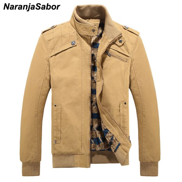 

naranjasabor men's casual jackets army outdoors coats stand collar male outerwear zipper streetwear men brand clothing, Black;brown