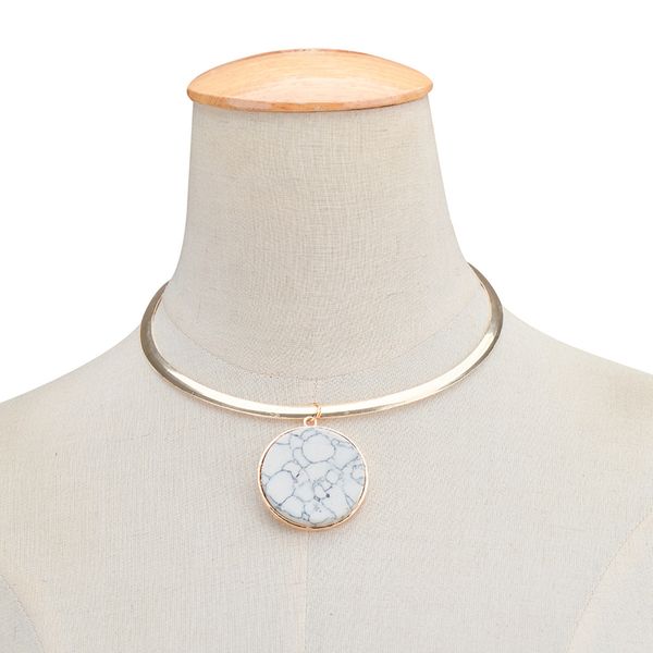 

trendy gold tone torques chokers drop white bead pendant women female collar statement necklace gifts for her f6302, Silver