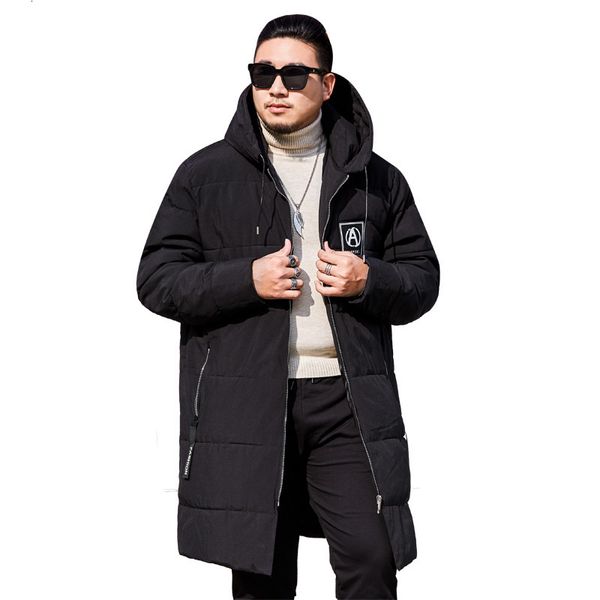 

big plus size 8xl 7xl parkas men new arrival winter casual long section warm thick fashion hooded coat outerwear high quality, Black