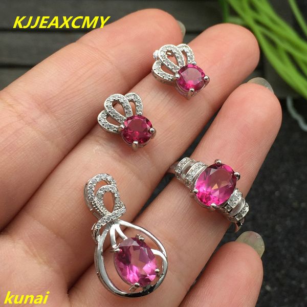 

kjjeaxcmy boutique jewels 925 silver inlay natural pink z ring pendant earrings 3 suit jewelry necklace sendfgh, Black