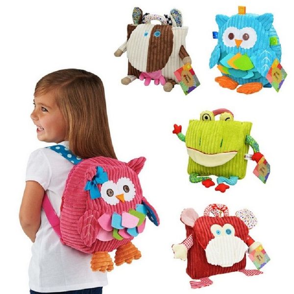 

kindergarten children backpack for girls boys gifts cute animal cartoon plush bags toys kid owl cow frog monkey school bags