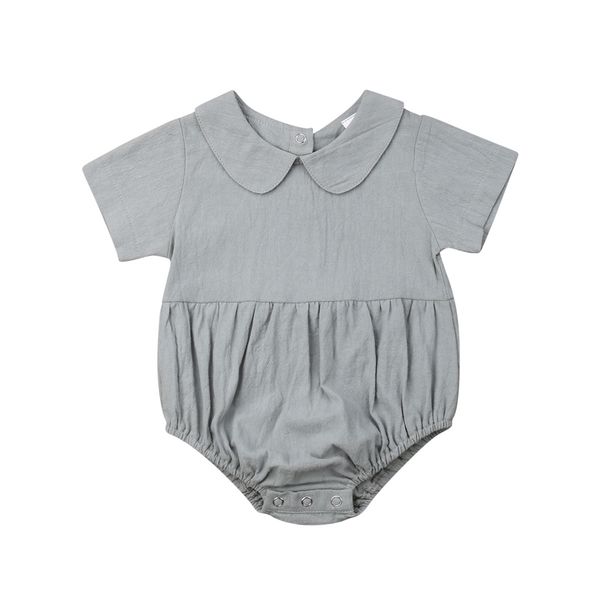 

baby girl infant solid collar romper short sleeve jumpsuit outfits clothes summer baby clothing, Blue