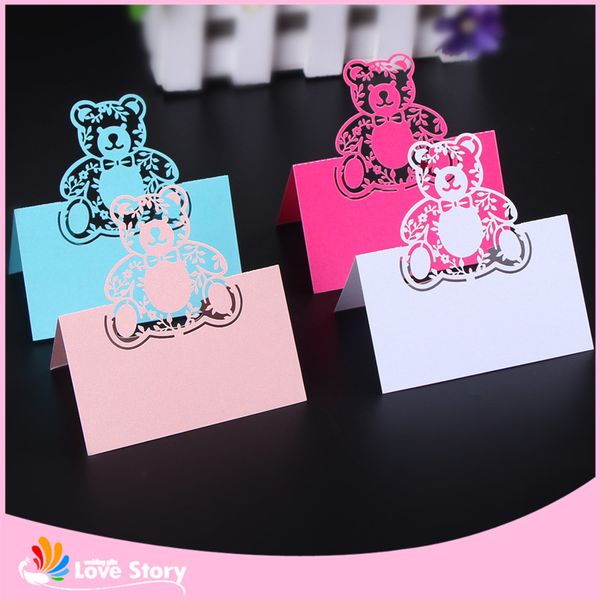 

big heard love 40pcs laser cut bear name card birthday party table card baby shower name table place pary supplies