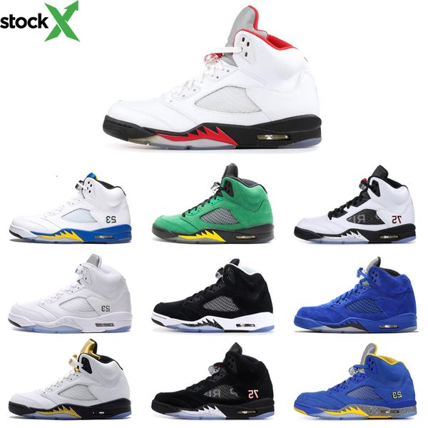

men basketball shoes 5 5s og fire red silver black metallic suede blue white cement wings mens trainer sports sneakers 7-13