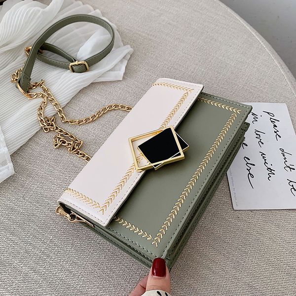 

special design buckle crossbody bags for women 2019 small pu leather shoulder messenger bag female chain handbags and purses