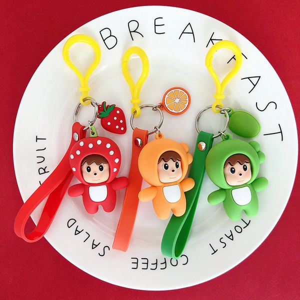 

fruit villain keychain couple cute car key pendant couple car bag pendant creative gift, Silver