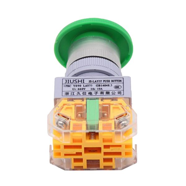 

1pc emergency smushroom head push button switch reset durable green