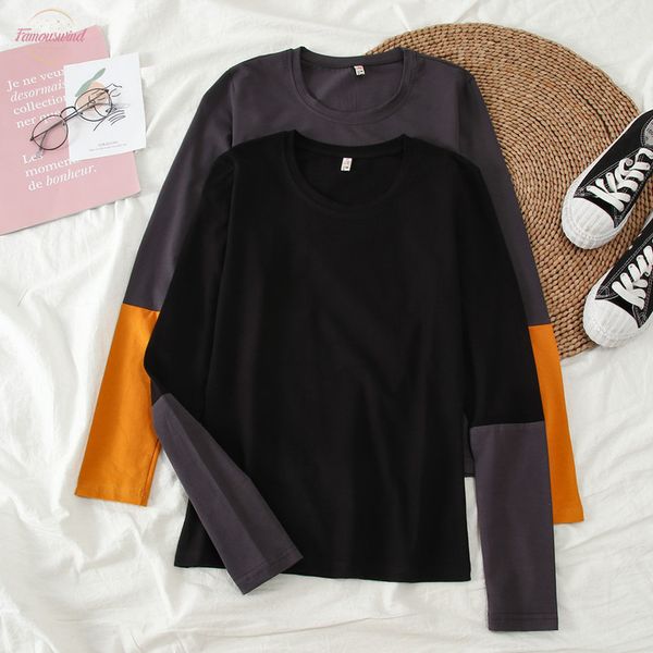 

patchwork casual shirt women v neck streetwear fall long sleeve couple t shirt harajuku chemise femme plus size thin cotton clothing, White