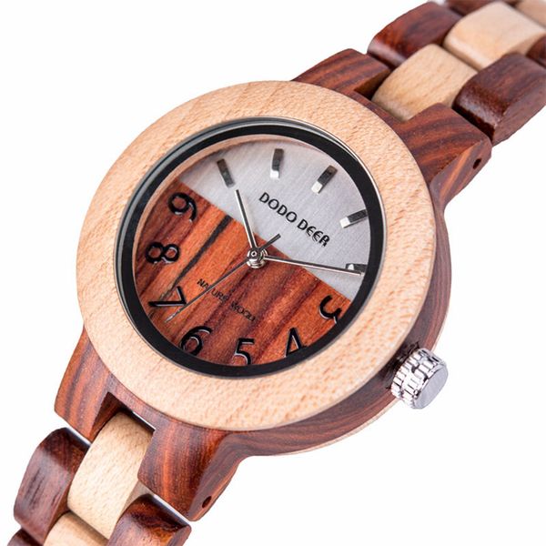 

dodo deer women's watches wooden red sandalwood analog quartz watch simple customized women's watch orologio da donna d02-2, Slivery;brown