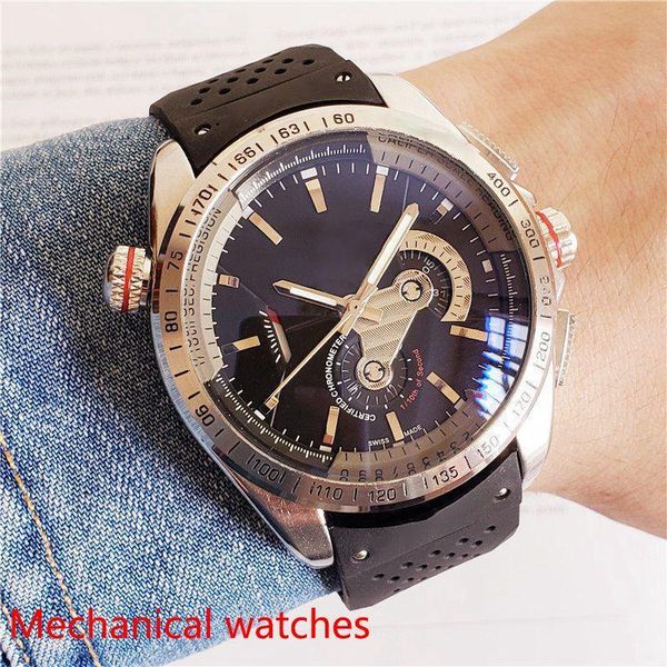 

famous mechanical automatic watches certified chronometer tag grand carrera caubre 36 tachymeter relÃ³gios de luxo gift 43mm swiss made relog, Slivery;brown