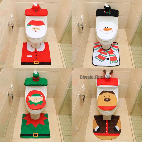 

туалет foot pad сиденья крышка рождественские украшения счастливый санта-крышка унитаза и ковер ванной комнаты санта-клауса 1set