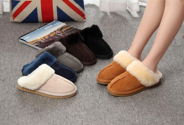 

2019habuckn natural fur slippers fashion female winter slippers women warm indoor slippers soft wool, Blue;gray