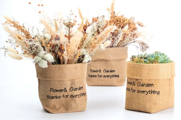 

fashionable natural jute flower bag flower packaging bag bouquet succulent rose hug waterproof