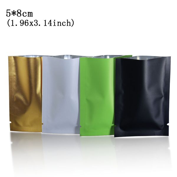 5 * 8cm (1.9''x3.15'') Mini Open Top Matte Mylar Vacuum Bag Heat Seal Foglio di alluminio Caffè Latte in polvere Sacchetto di imballaggio 500Pcs