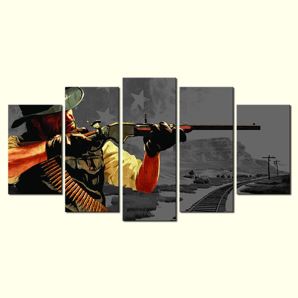 

wall art decor poster painting on canvas print pictures 5 panel shooting game for home decoration living room art drop shipping