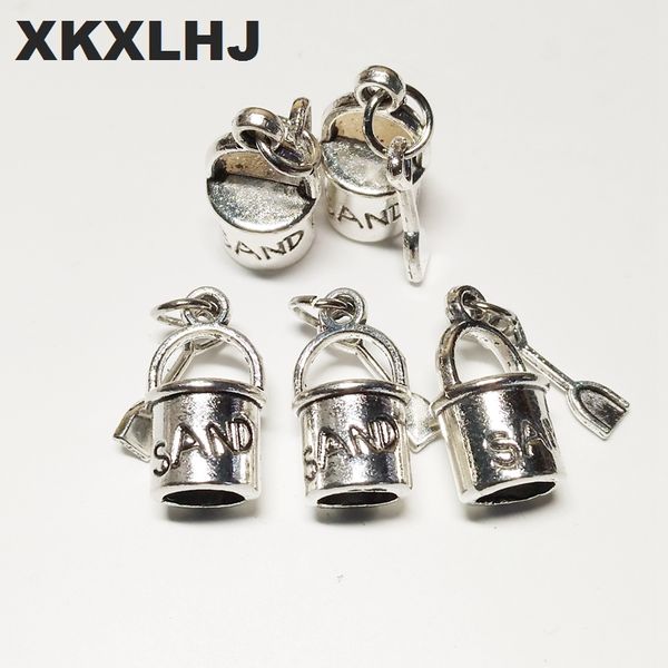 

xkxlhj 10 pieces fashion holiday beach barrel and shovel, tibet silver-plated pendant antique jewelry handicraft diy, Black