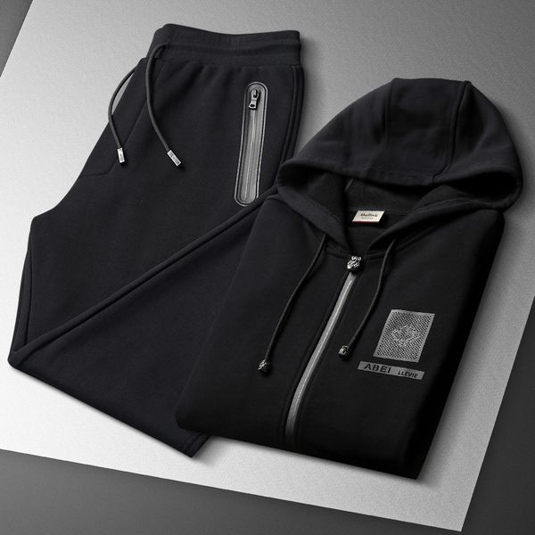 

sport suit male adolescents hooded fleece suit male students fall two-piece men sport suits, Gray