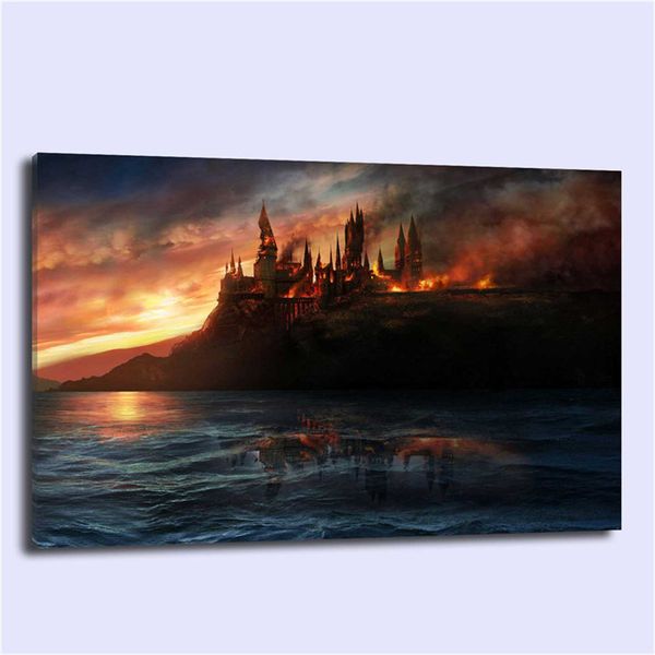 2020 Harry Potter Hogwarts On Fire Hd Canvas Printing New