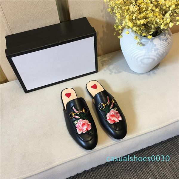 

luxury mens ladies designer princetown slippers with buckle leather mules rose pink slippers mule men women casual loafers slides 34-46 t06, Black