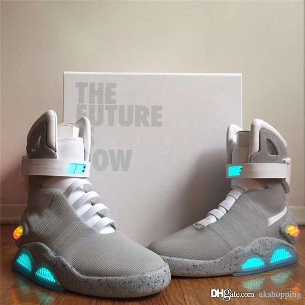 

automatic laces air mag sneakers marty mcfly's led shoes back to the future glow in the dark gray boots mcflys sneakers with box