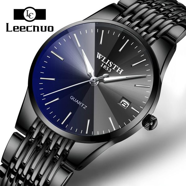 

leecnuo couple fashion watch quartz luminous wristwatches stainless steel strap couple watches business present for, Slivery;brown