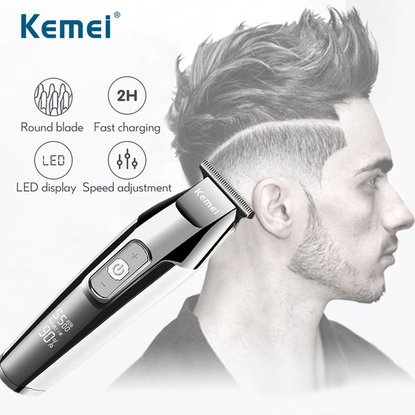 

kemei машинка для стрижки волос lcd цифровой дисплей электрические машинка для стрижки волос мужская бритва триммер волос серебряный km-5027