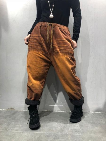 

март осень и зима повседневные толстые вельветовые брюки дети свободные и плюс размер бархатные шаровары папа корейский стиль, Black