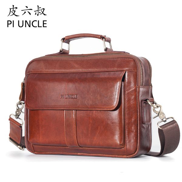 

leather messenger bag men 's head briefcase leisure one shoulder backpack large capacity holder for your mobile phone