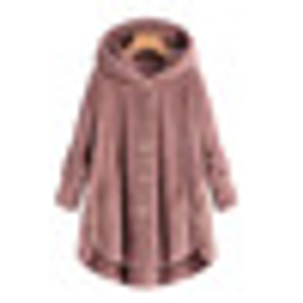 

winter plus size s-5xl women button coat fluffy tail hooded pullover loose oversize coats warm outwear for 2019 fashion, Black;brown