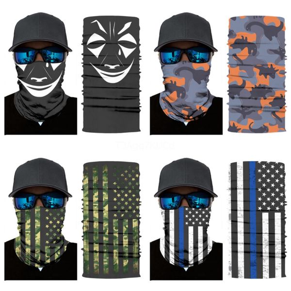 

6pc windproof fishing skull scarf summer breathable neck collar sun protection cycling bandana seamless magic face mask30#644, Blue;black