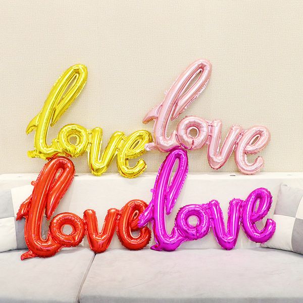 Aşk Mektuplar Helyum Balon Büyük Boy Alüminyum Folyo Balonlar Düğün Parti Dekorasyon Malzemeleri Karışık Renkler