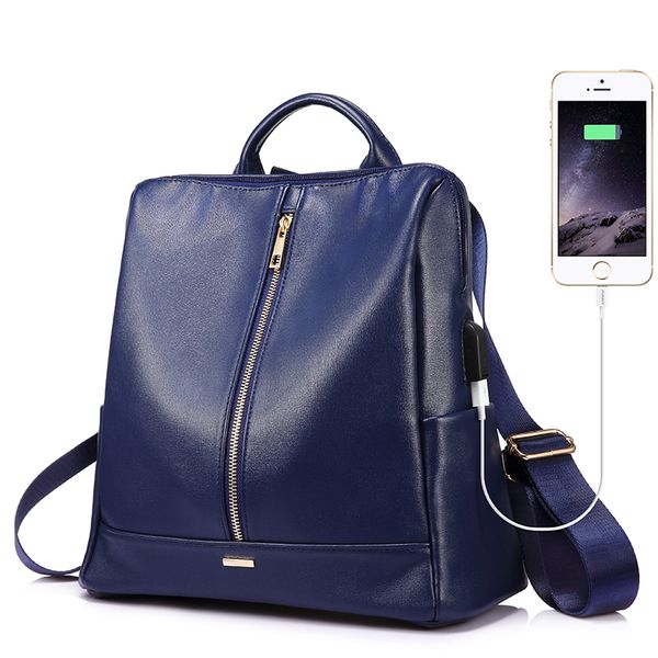 

lovevook women backpacks schoolbags for teenage girls leather bags large capacity with external usb anti theft lapbackpacks