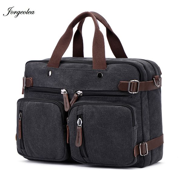 

jorgeolea men canvas multi-functional briefcase business handbag male hand pack dual-purpose bag satchel e0227