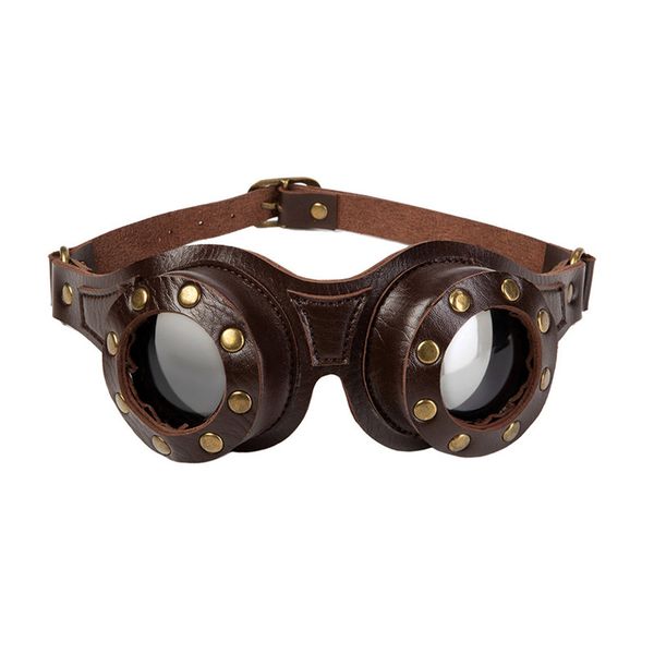 

steampunk промышленные ретро очки, унисекс, готические очки аксессуары, искусственная кожа brown, White;black