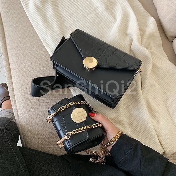 

2020 fashion new tote bag quality leather women's designer handbag crocodile pattern chain shoulder messenger bag bolsos mujer