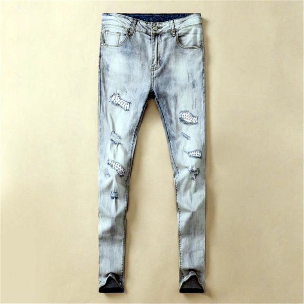 

2020 men's distressed skinny jeans designer mens slim pour hommes straight hip hop men's jeans black jeans, Blue