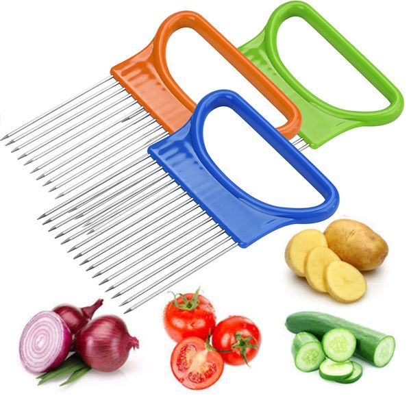 

2019 new shrendders & slicers tomato onion vegetables slicer cutting aid holder guide slicing cutter safe fork