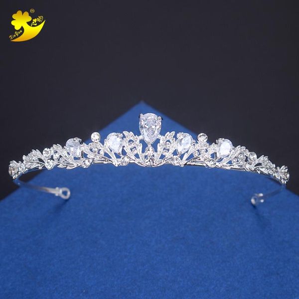 

xinyun women wedding tiaras coroa de noiva zircon wedding tiara bride hair jewelry fashion crown bridal hair accessories, Golden;white
