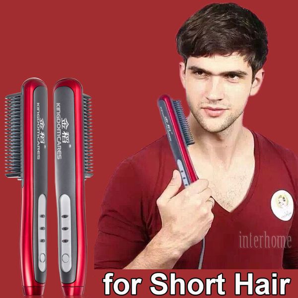 Homem Mulheres curto cabelo Straightener pente de oxigênio negativo íons PTC Cerâmica Aquecimento Combs estereótipos cabeleireiro elétrica Splint